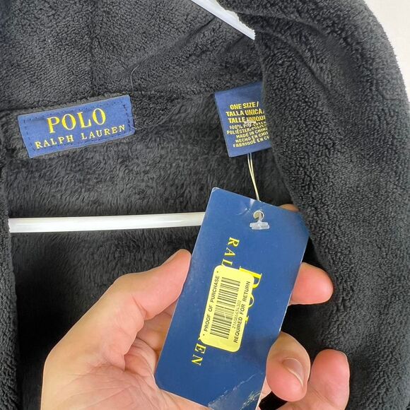 Polo Ralph Lauren Kimono Velour Shawl Robe Navy Plush Big Pony NWT Size Os - Picture 6 of 6